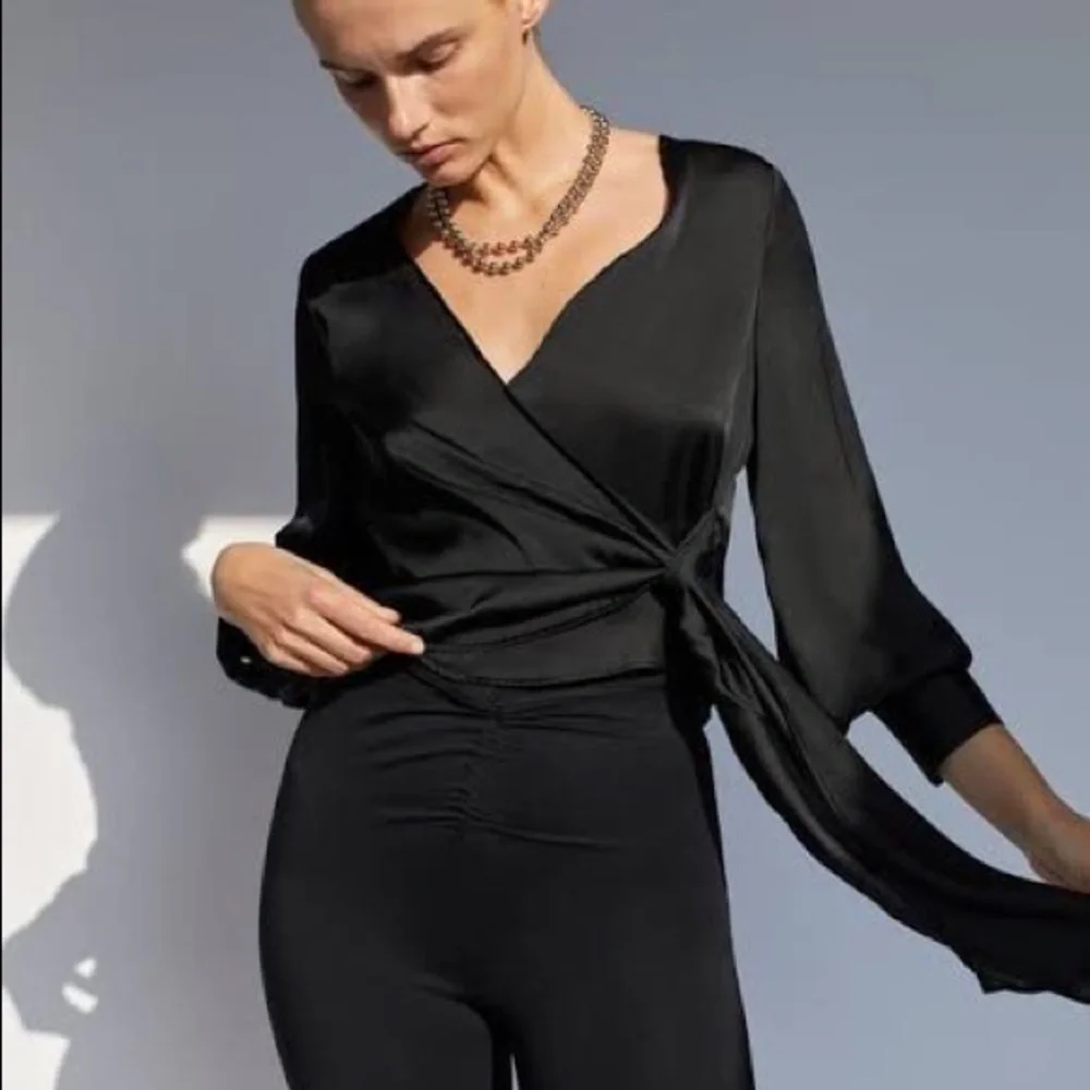 Zara Satin Effect Wrap Blouse - Picture 3 of 9